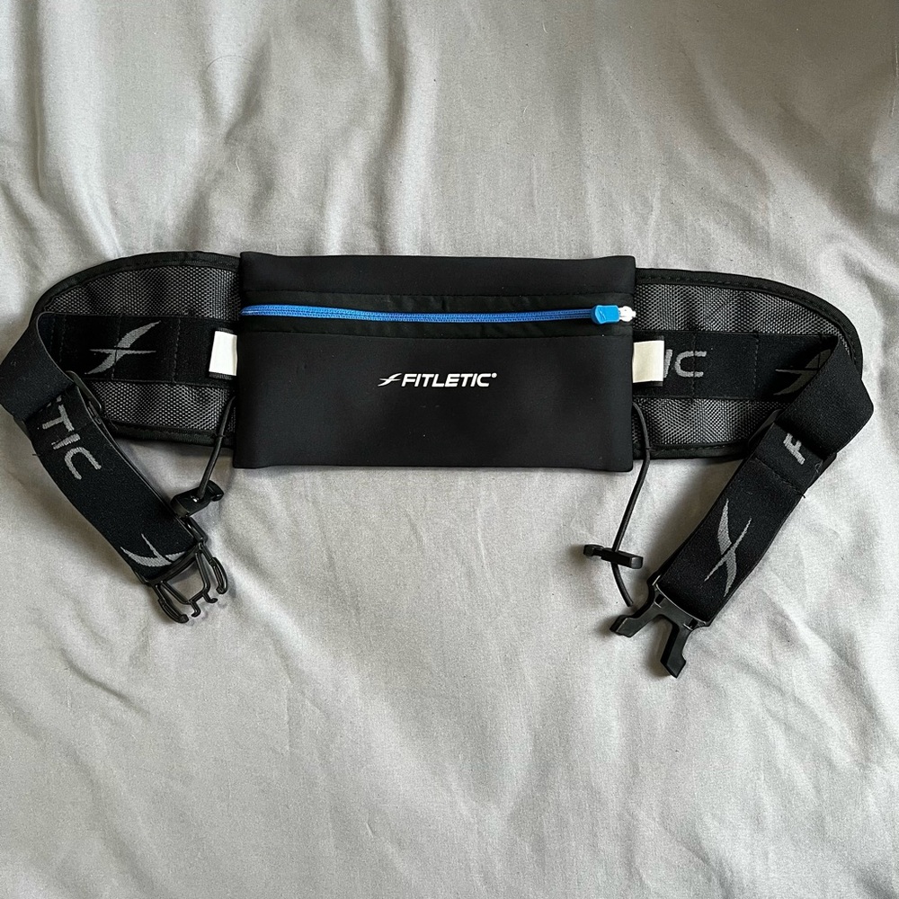 Fitletic Black Running Belt with Blue Zipper